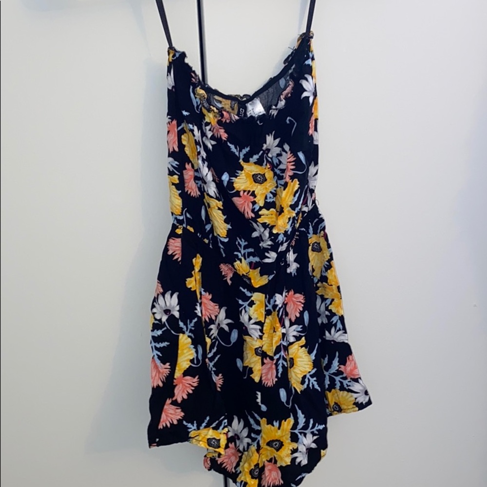 strapless floral romper
